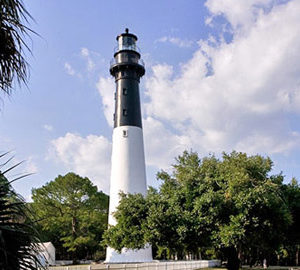 Hunting Island Lighthouse. Black and white lighthouse