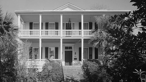 Robert Smalls House. Black and white photo of a white house