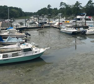 types of tides. boats in a marina grounded