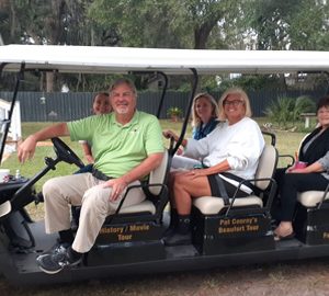 Golf Cart Tours of Beaufort. People on a large golf cart