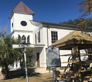 Beaufort's First African Baptist Church. a white church